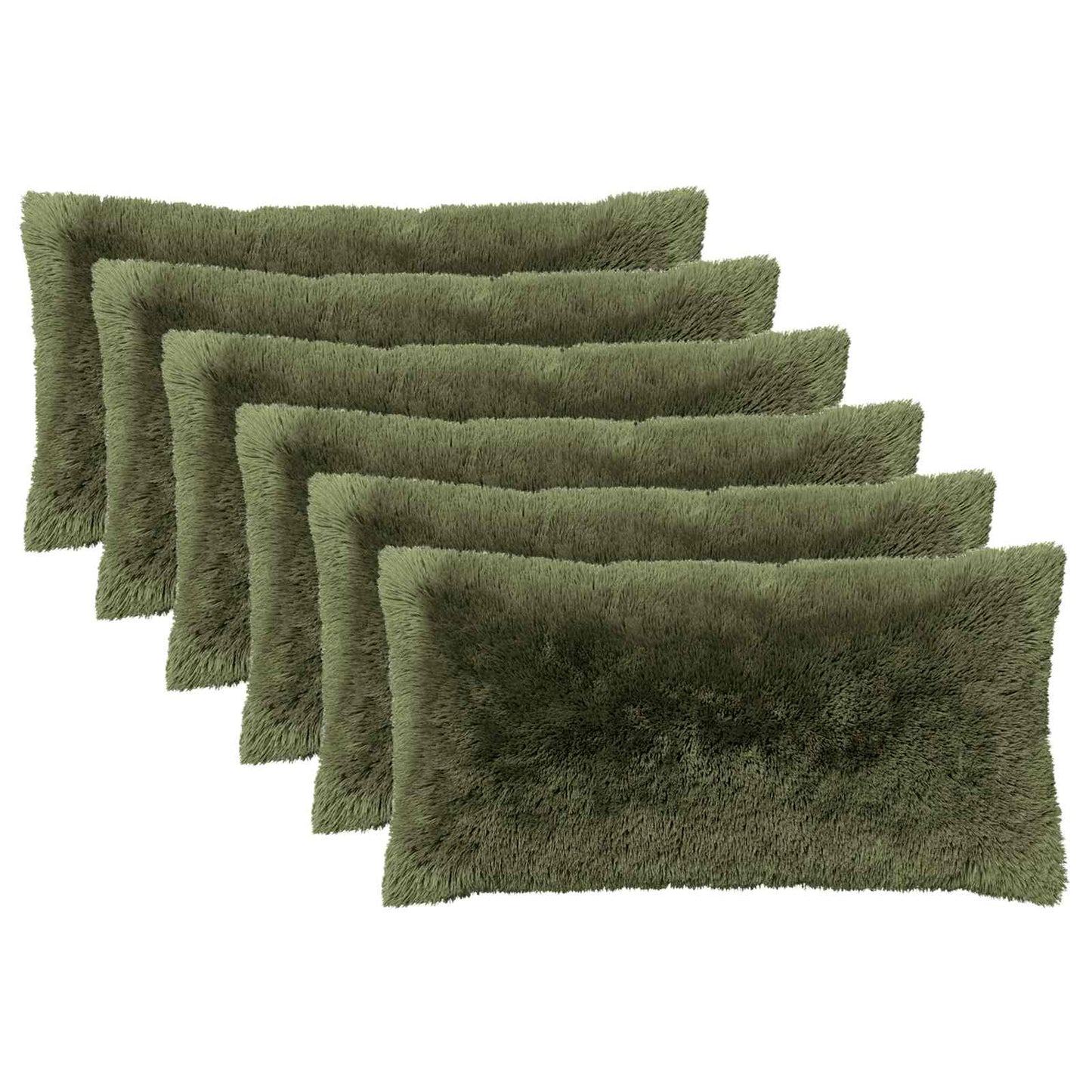 Cushion Cover 6 pcs HEERLEN Green 40 x 80 cm PV Fleece