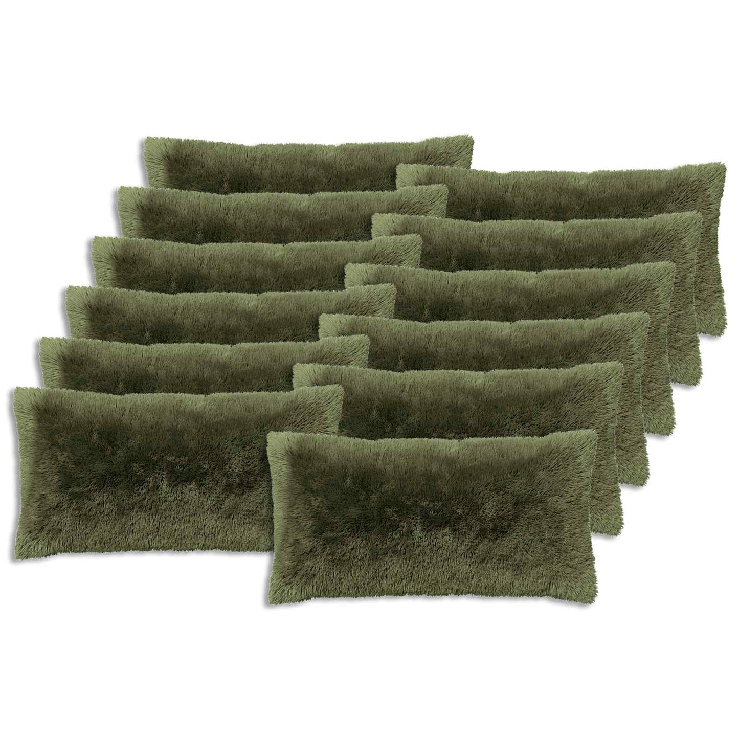 Cushion Cover 12 pcs HEERLEN Green 40 x 80 cm PV Fleece