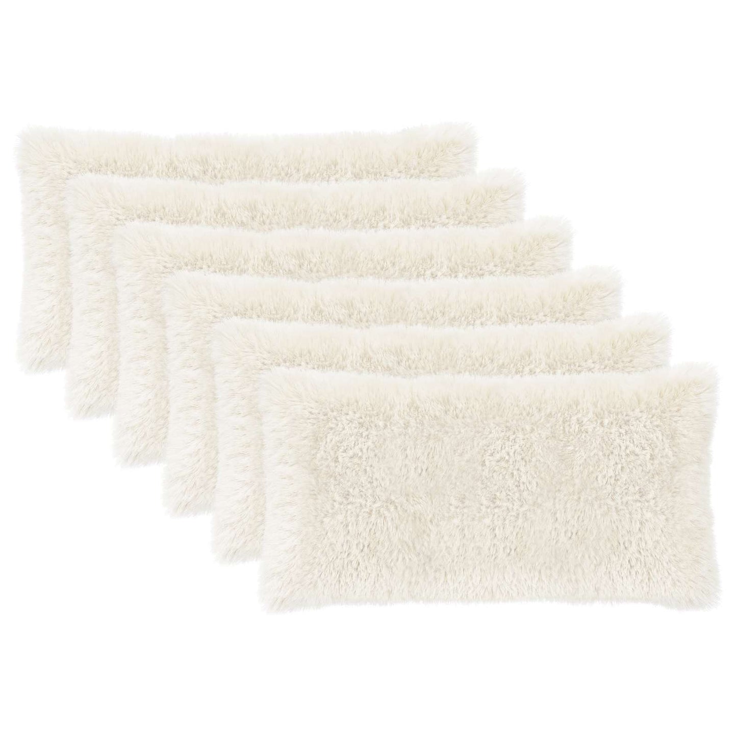 Cushion Cover 6 pcs HEERLEN White 40 x 80 cm PV Fleece