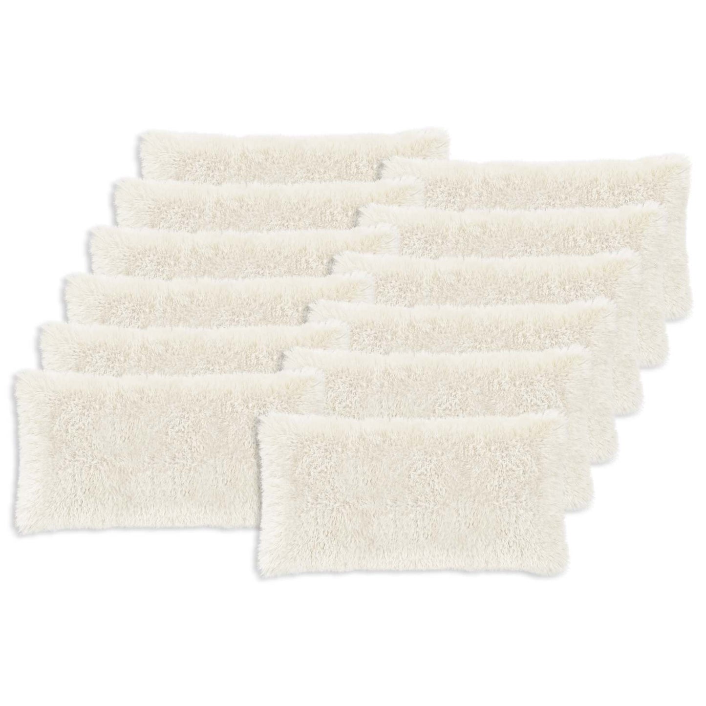 Cushion Cover 12 pcs HEERLEN White 40 x 80 cm PV Fleece