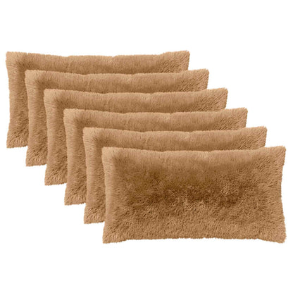 Cushion Cover 6 pcs HEERLEN Taupe 40 x 80 cm PV Fleece