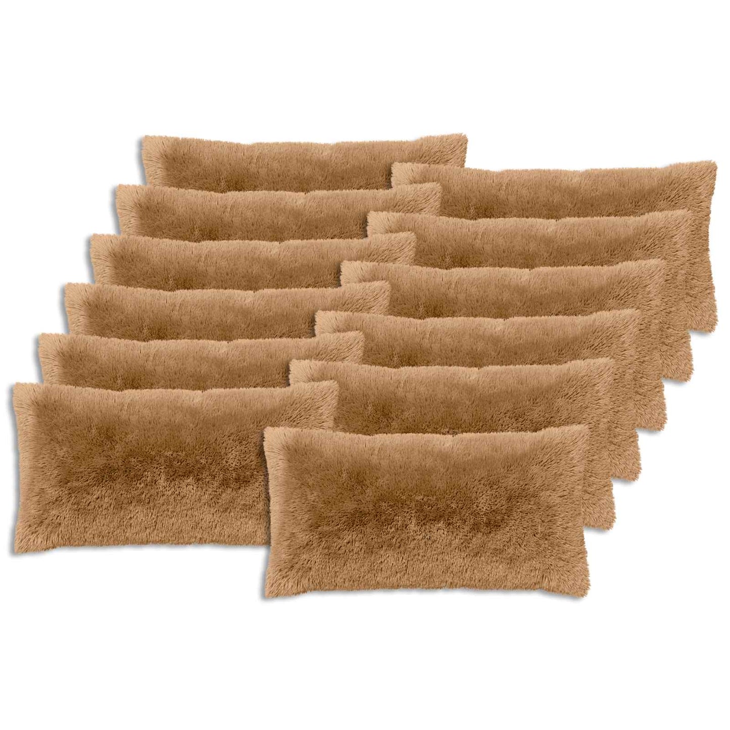 Cushion Cover 12 pcs HEERLEN Taupe 40 x 80 cm PV Fleece