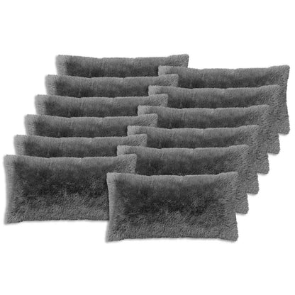 Cushion Cover 12 pcs HEERLEN Light Grey 40 x 80 cm PV Fleece
