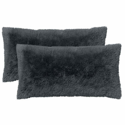 Cushion Cover 2 pcs HEERLEN Anthracite 40 x 80 cm PV Fleece