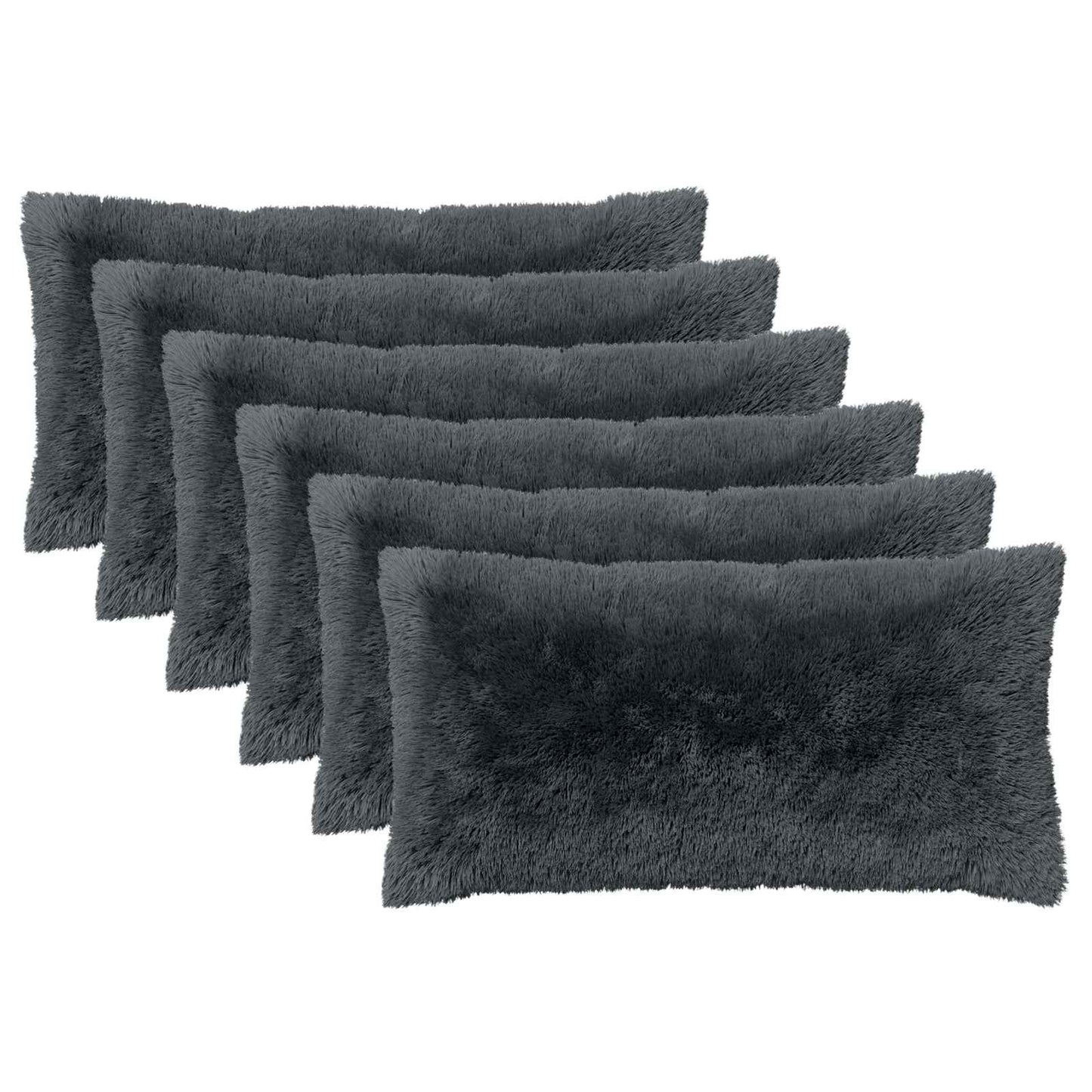 Cushion Cover 6 pcs HEERLEN Anthracite 40 x 80 cm PV Fleece