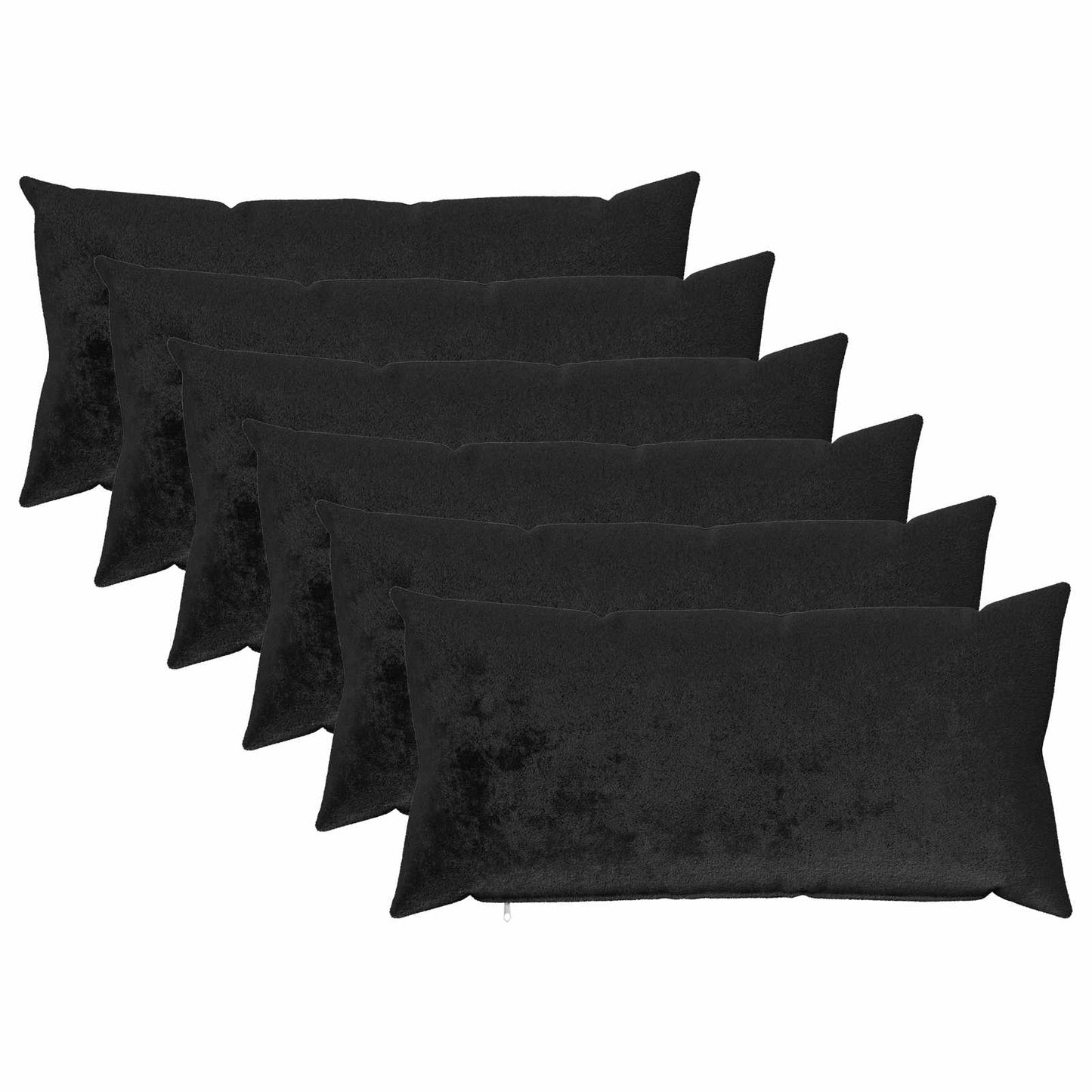 Cushion Cover 6 pcs HEERLEN Black 40 x 80 cm Flannel