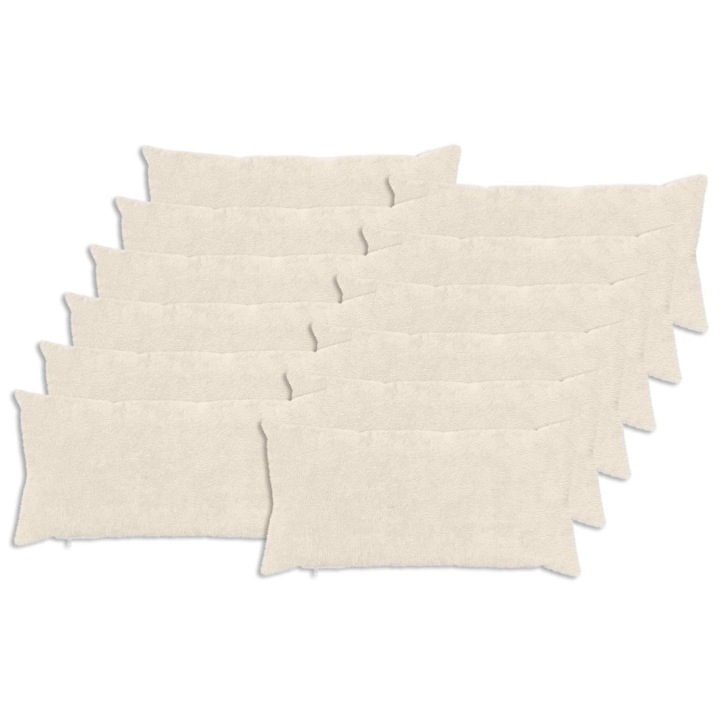 Cushion Cover 12 pcs HEERLEN White 40 x 80 cm Faux Rabbit Fur