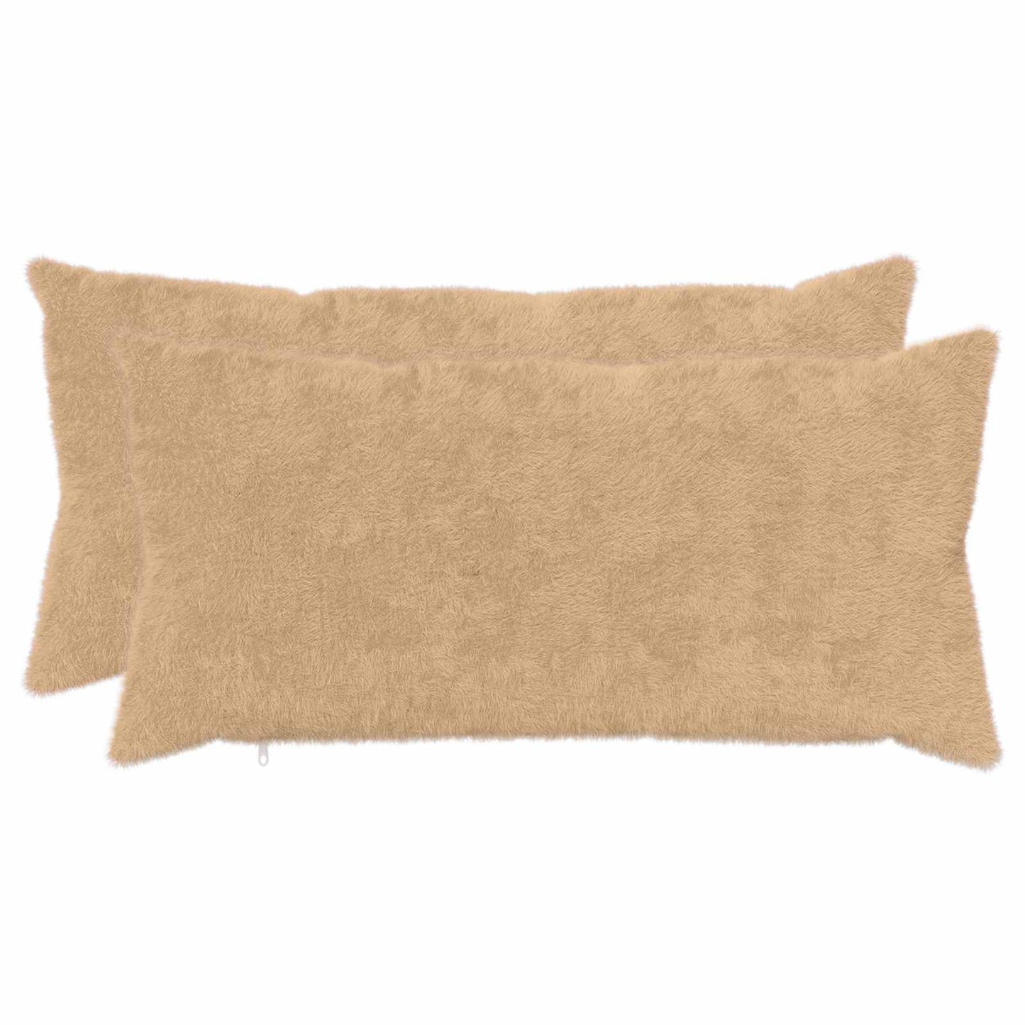 Cushion Cover 2 pcs HEERLEN Cream 40 x 80 cm Faux Rabbit Fur