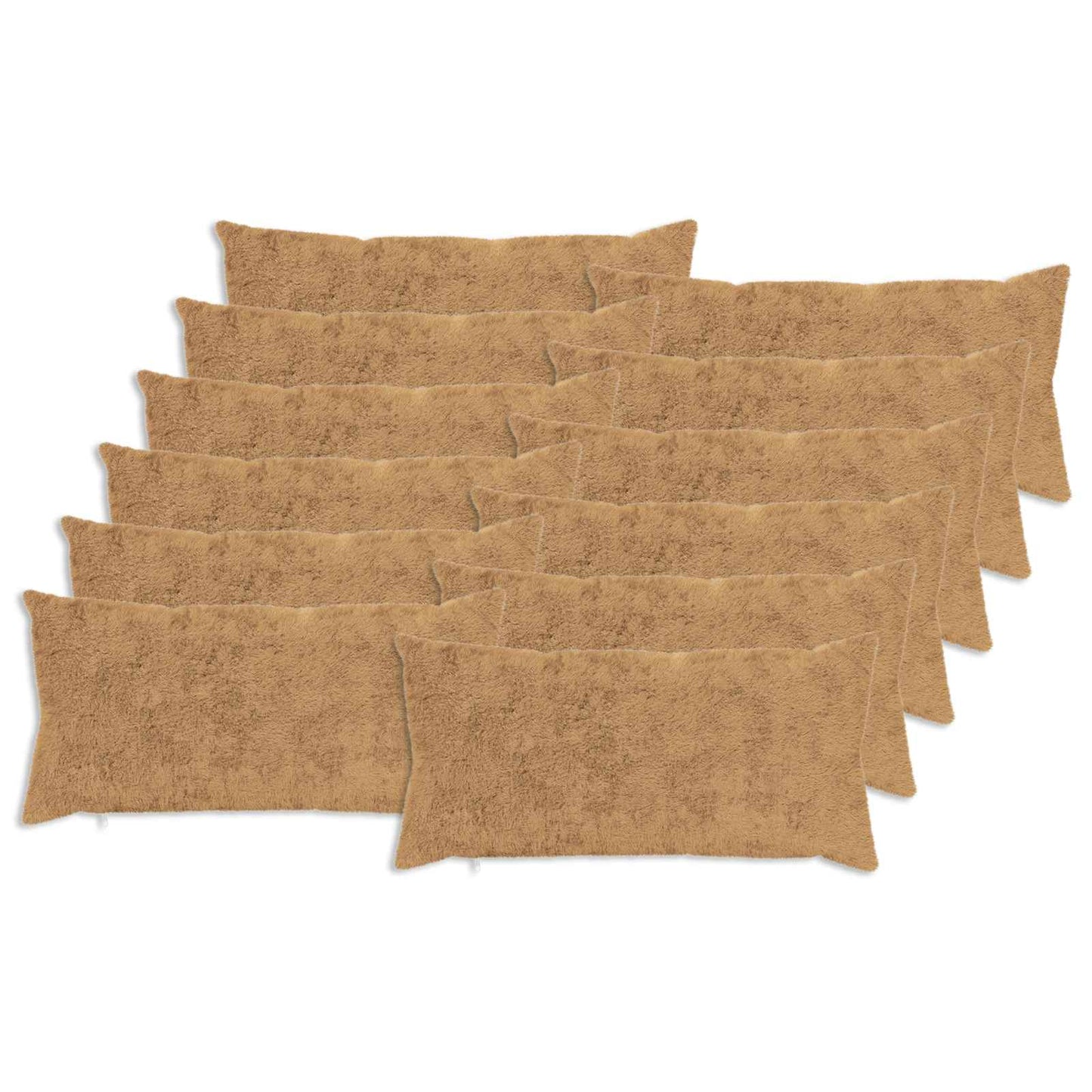 Cushion Cover 12 pcs HEERLEN Taupe 40 x 80 cm Faux Rabbit Fur