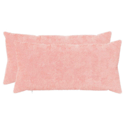 Cushion Cover 2 pcs HEERLEN Pink 40 x 80 cm Faux Rabbit Fur