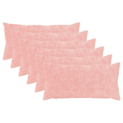 Cushion Cover 6 pcs HEERLEN Pink 40 x 80 cm Faux Rabbit Fur