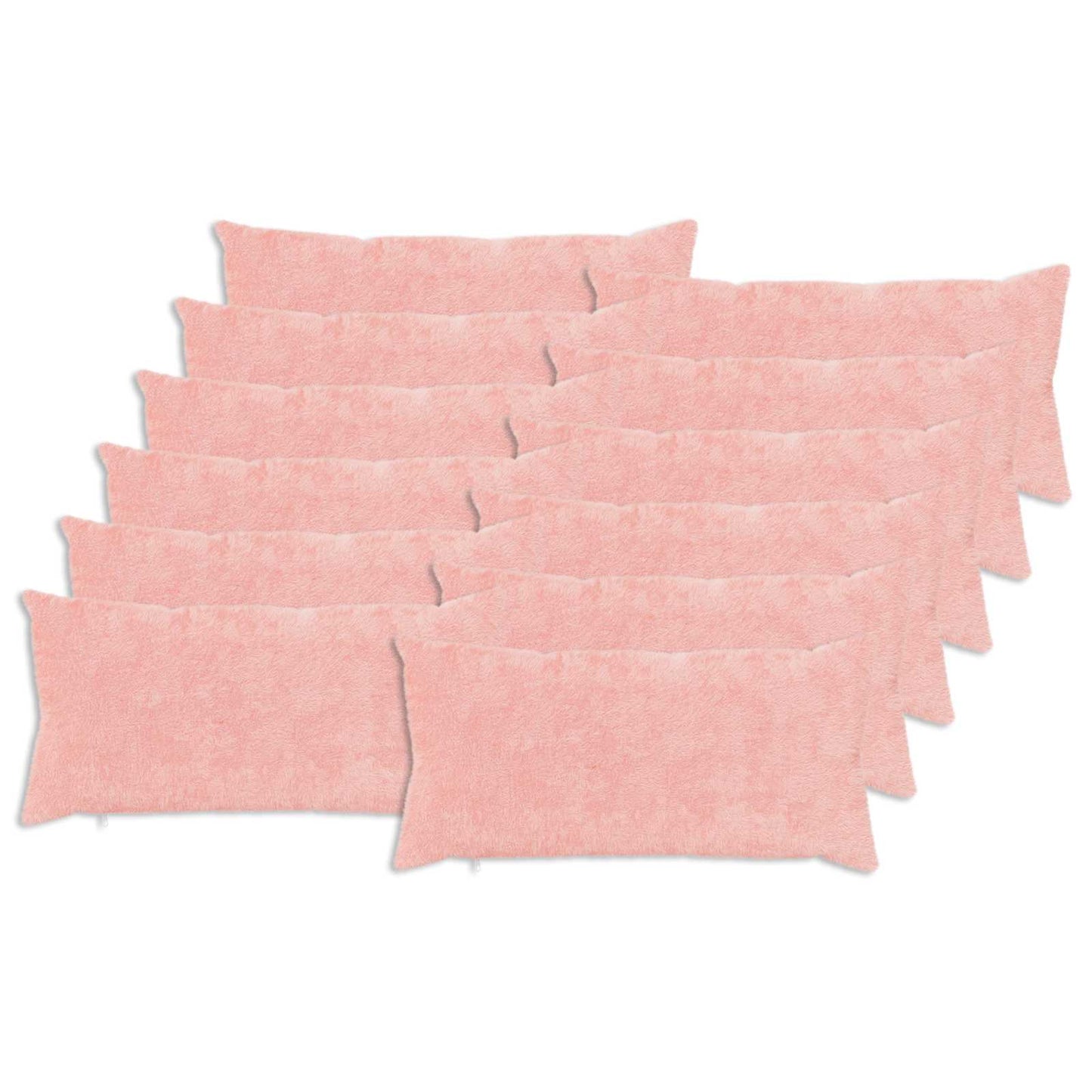 Cushion Cover 12 pcs HEERLEN Pink 40 x 80 cm Faux Rabbit Fur