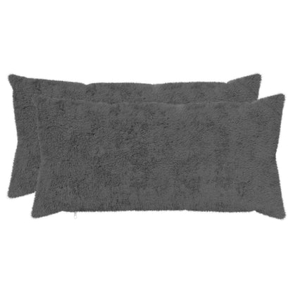 Cushion Cover 2 pcs HEERLEN Dark Grey 40 x 80 cm
