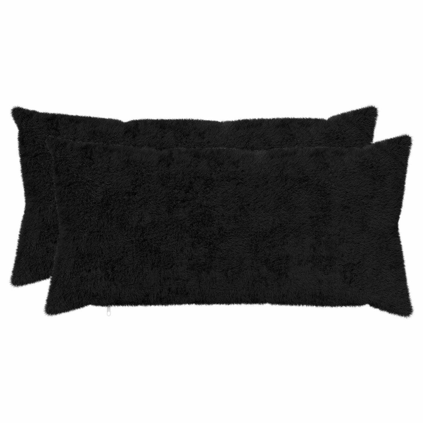 Cushion Cover 2 pcs HEERLEN Black 40 x 80 cm Faux Rabbit Fur