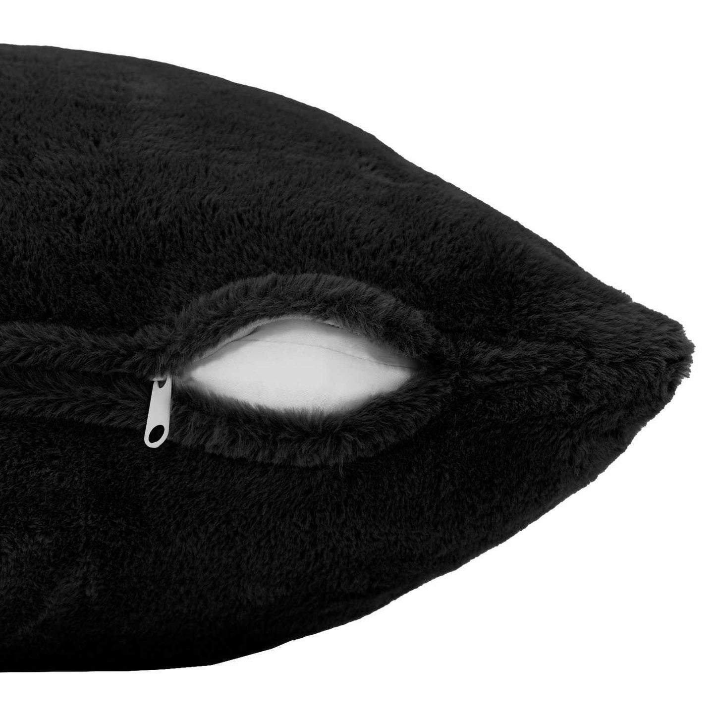 Cushion Cover 6 pcs HEERLEN Black 40 x 80 cm Faux Rabbit Fur