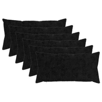 Cushion Cover 6 pcs HEERLEN Black 40 x 80 cm Faux Rabbit Fur
