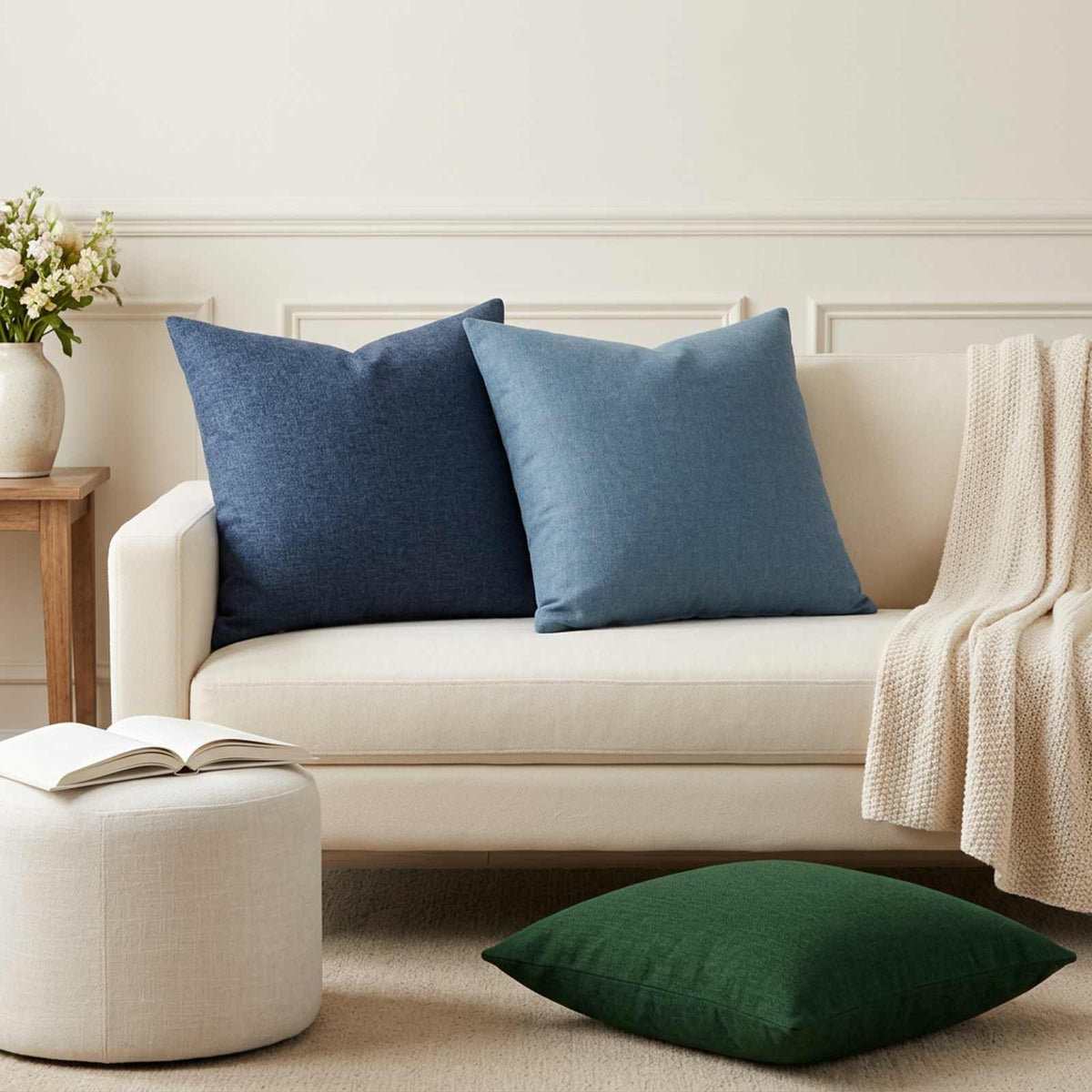 Throw Pillow 12 pcs HEERLEN Dark Green 50 x 50 cm Fabric