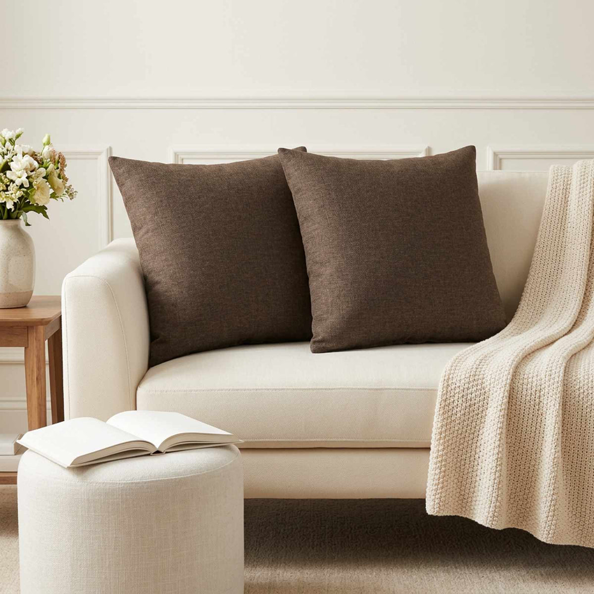 Throw Pillow 12 pcs HEERLEN Taupe 45 x 45 cm Fabric