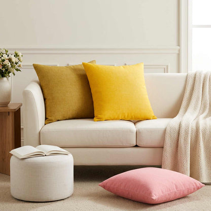 Throw Pillow 12 pcs HEERLEN Light Yellow 50 x 50 cm Fabric