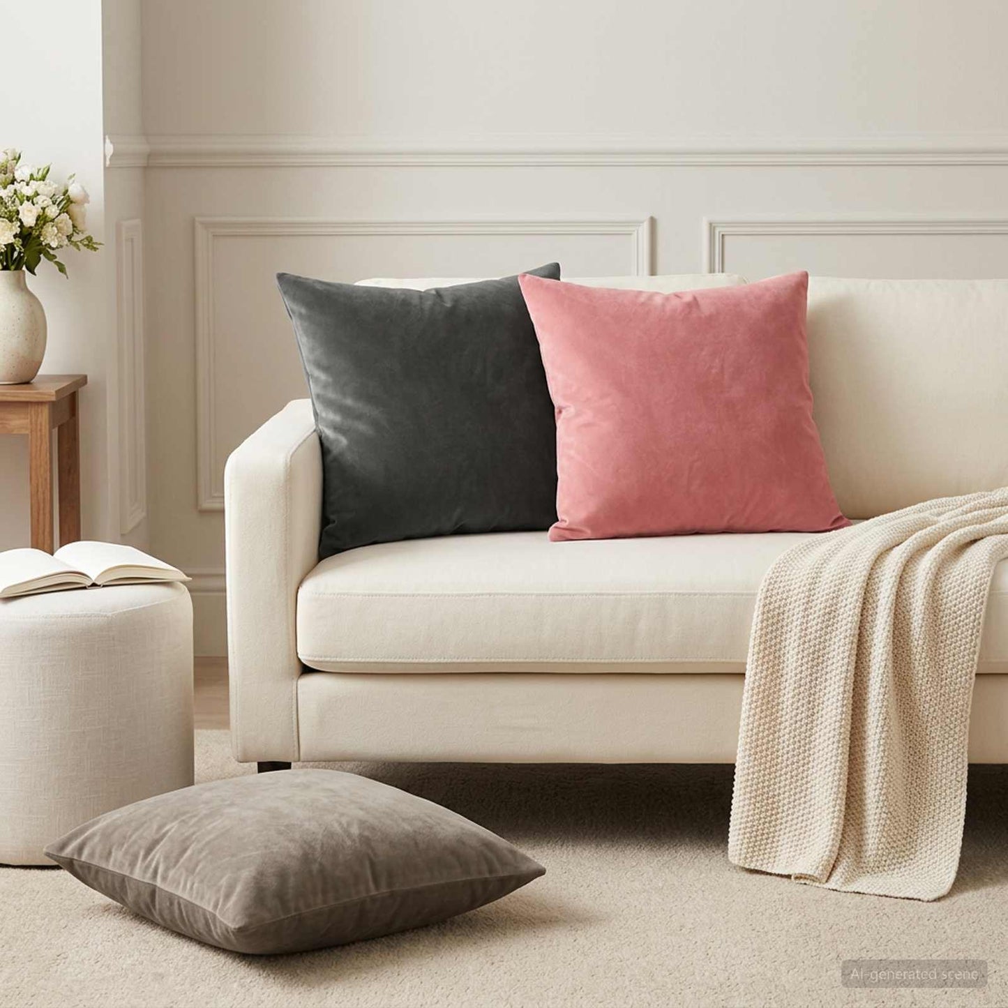 Cushion Cover 12 pcs HEERLEN Dark Grey 50 x 50 cm Velvet