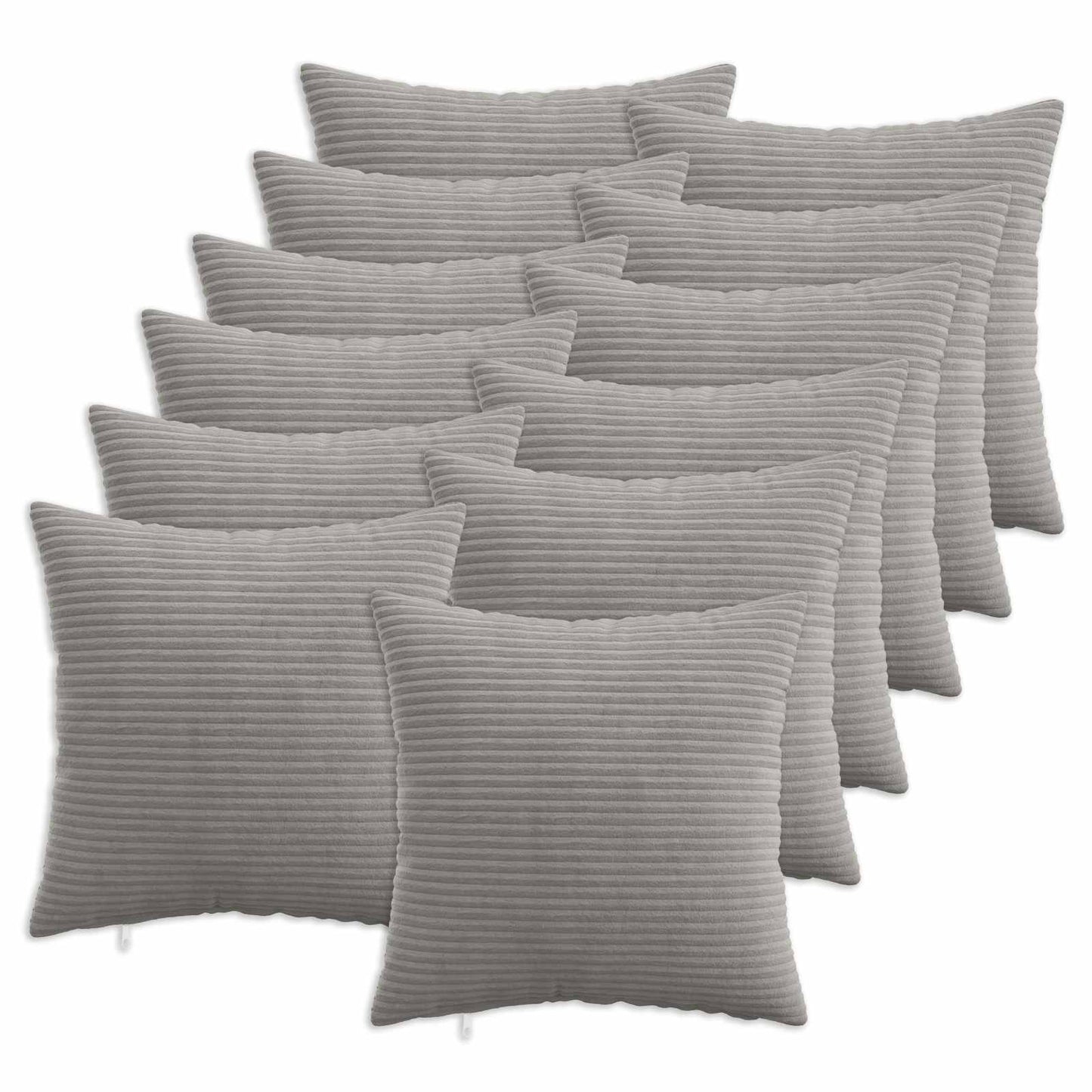 Cushion Cover 12 pcs HEERLEN Light Grey 45 x 45 cm Corduroy