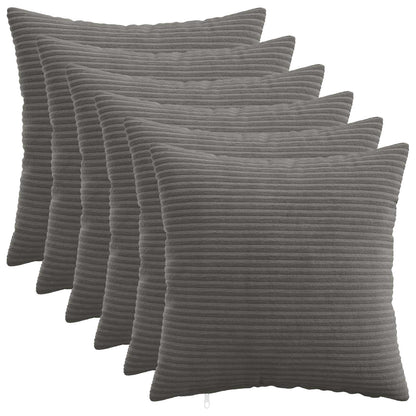 Cushion Cover 6 pcs HEERLEN Dark Grey 45 x 45 cm Corduroy