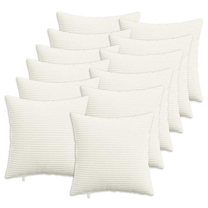 Cushion Cover 12 pcs HEERLEN Cream 45 x 45 cm Corduroy
