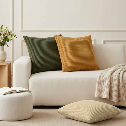 Cushion Cover 12 pcs HEERLEN Green 50 x 50 cm Corduroy