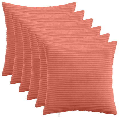 Cushion Cover 6 pcs HEERLEN Red Orange 45 x 45 cm Corduroy