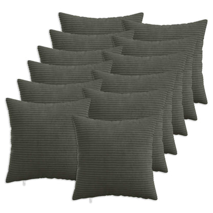 Cushion Cover 12 pcs HEERLEN Anthracite 45 x 45 cm Corduroy