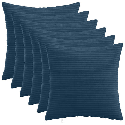 Cushion Cover 6 pcs HEERLEN Navy Blue 45 x 45 cm Corduroy