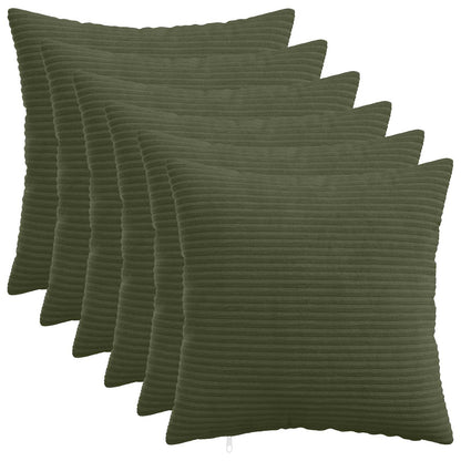 Cushion Cover 6 pcs HEERLEN Green 45 x 45 cm Corduroy
