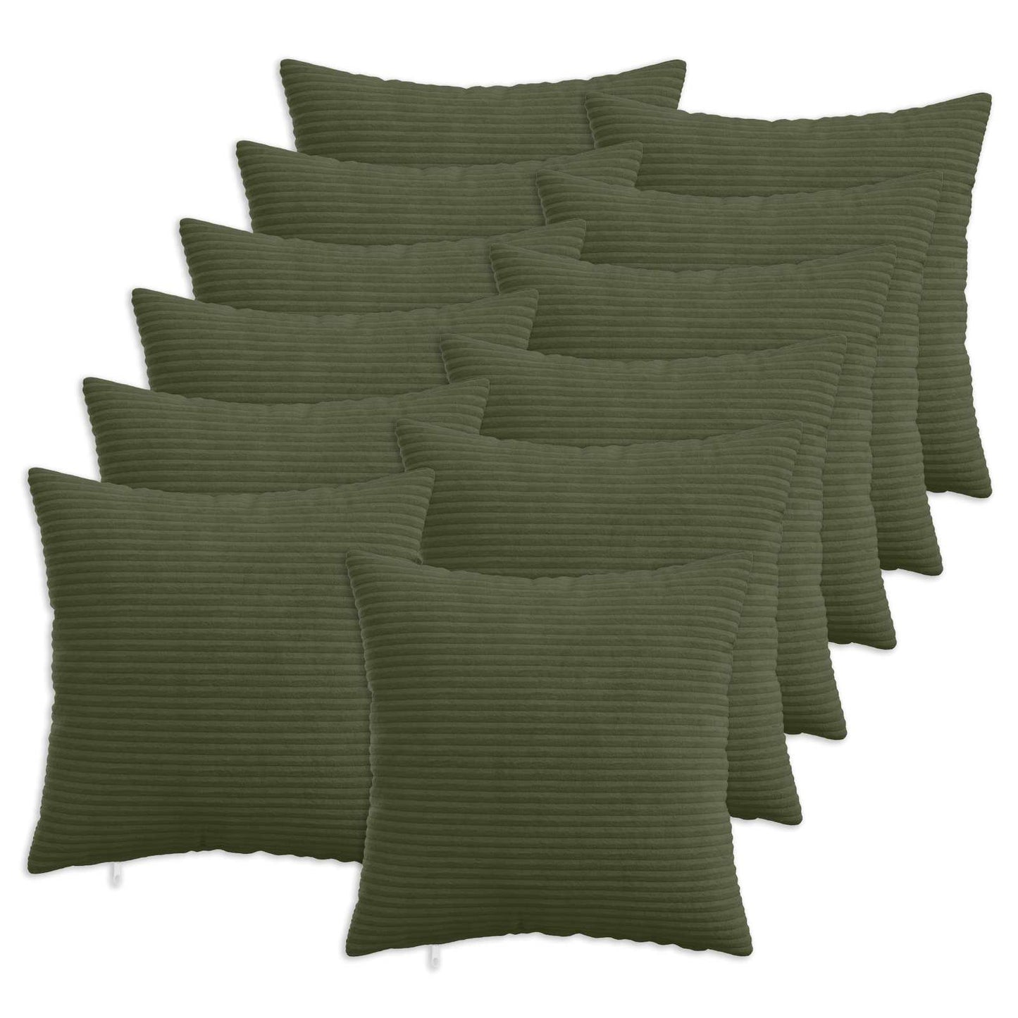Cushion Cover 12 pcs HEERLEN Green 45 x 45 cm Corduroy