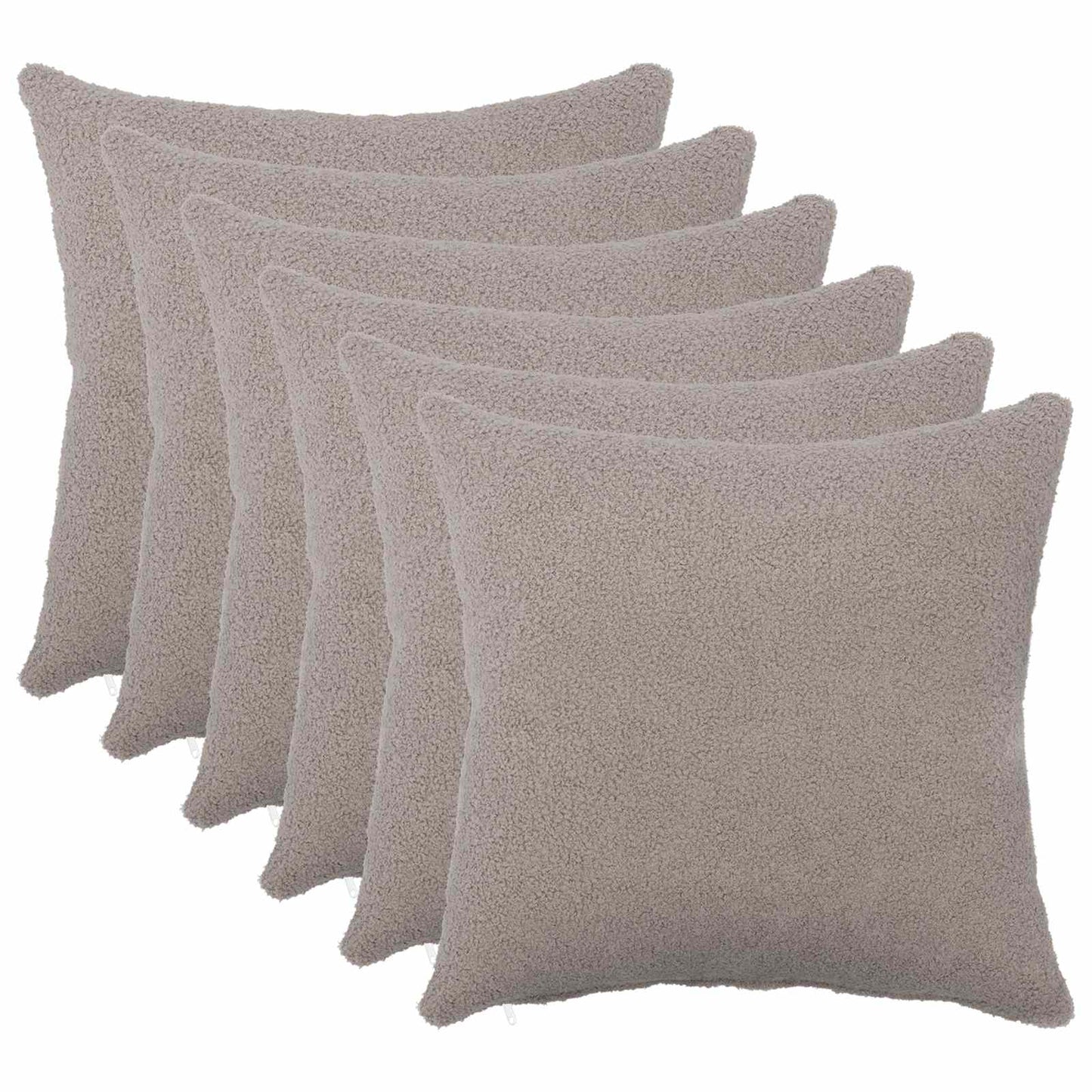 Cushion Cover 6 pcs HEERLEN Light Grey 45 x 45 cm Bouclé