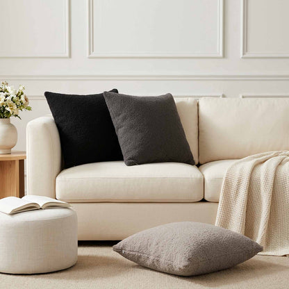 Cushion Cover 12 pcs HEERLEN Black 50 x 50 cm Bouclé