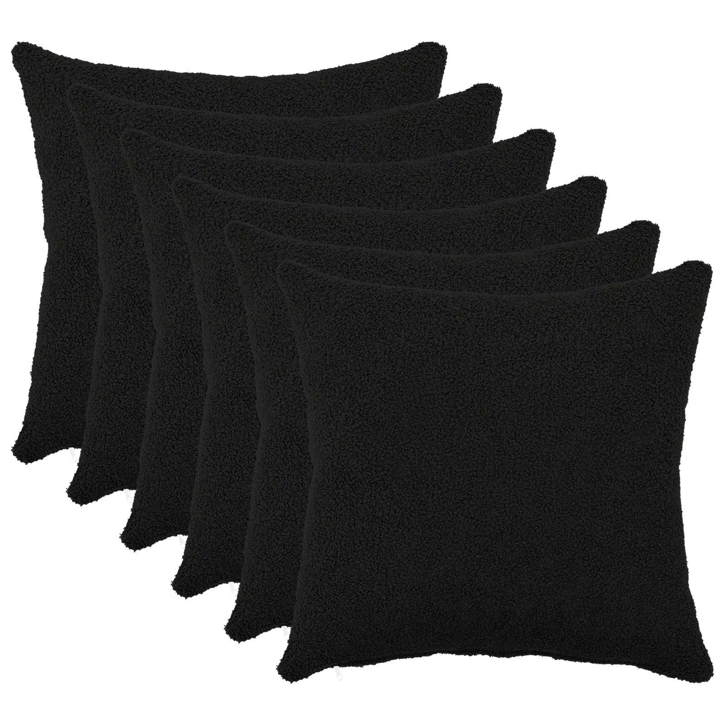 Cushion Cover 6 pcs HEERLEN Black 45 x 45 cm Bouclé
