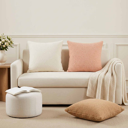 Cushion Cover 12 pcs HEERLEN Cream 50 x 50 cm Bouclé
