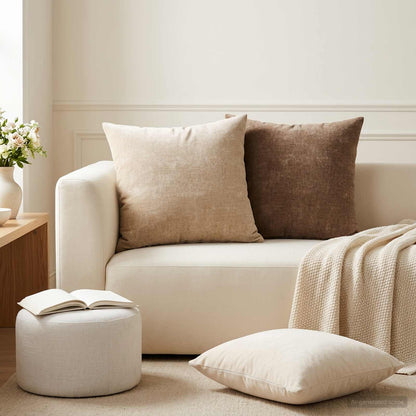 Throw Pillow 6 pcs HEERLEN Taupe 50 x 50 cm Chenille Fabric