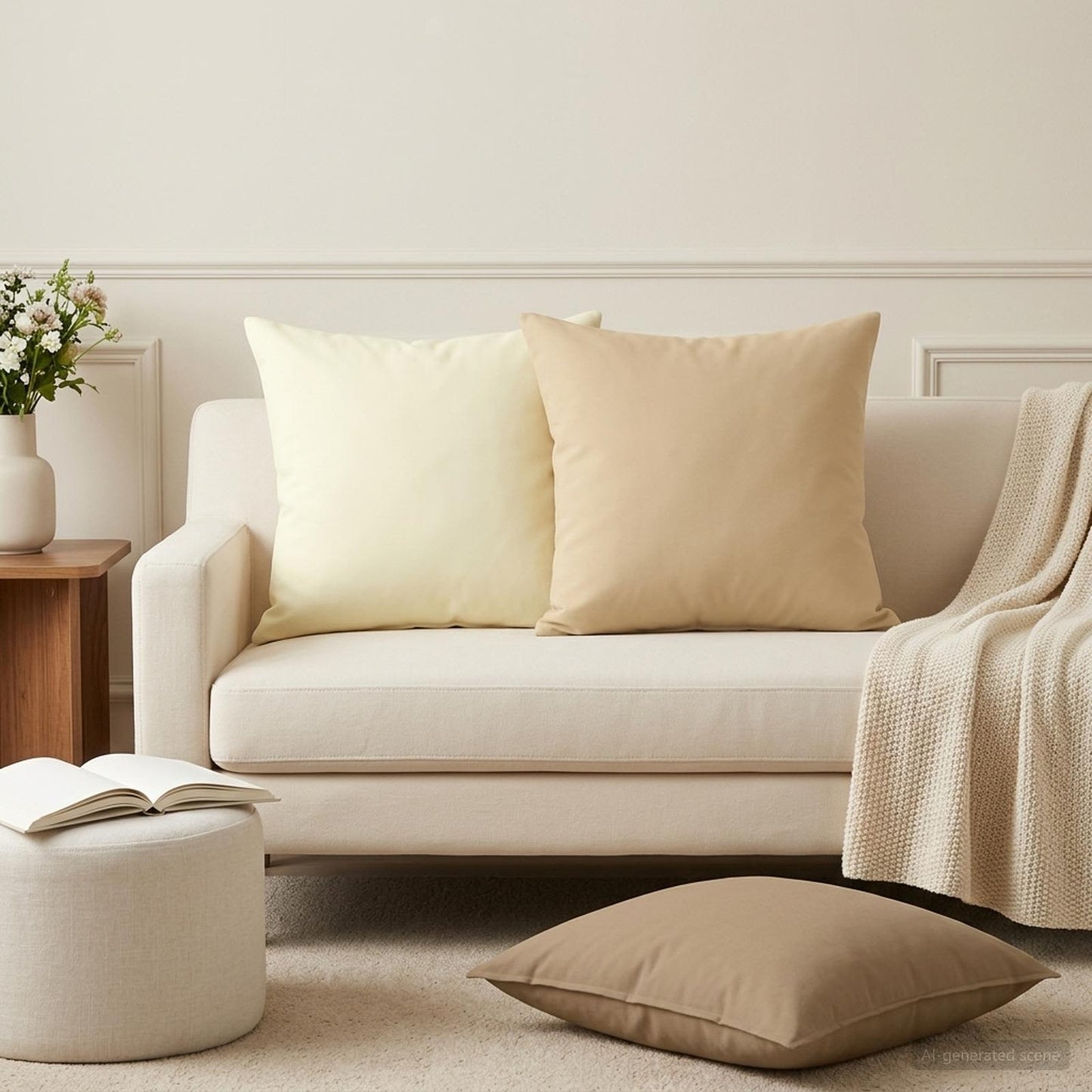 Cushion Cover 12 pcs HEERLEN Cream 45 x 45 cm Polyester