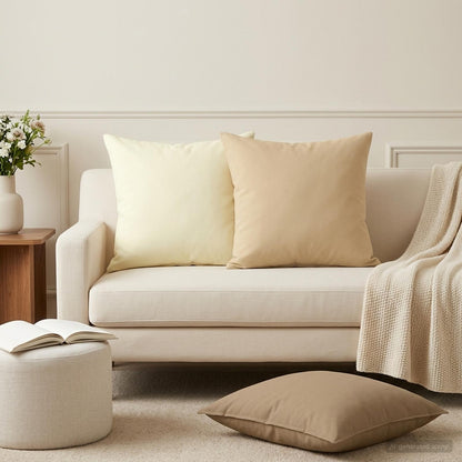 Cushion Cover 12 pcs HEERLEN Cream 45 x 45 cm Polyester