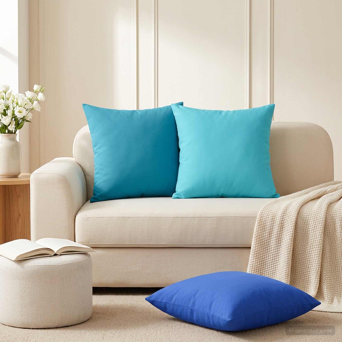 Cushion Cover 12 pcs HEERLEN Turquoise 50 x 50 cm Polyester