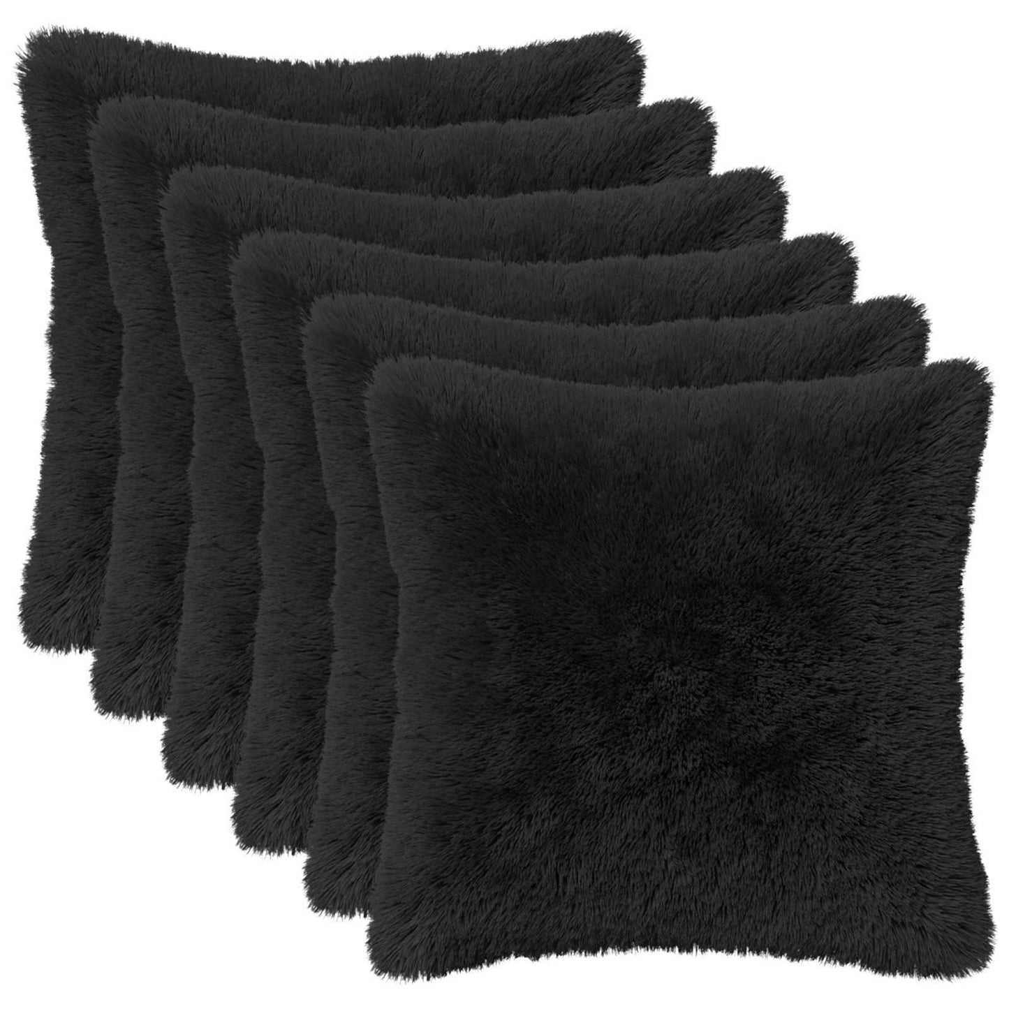 Cushion Cover 6 pcs HEERLEN Black 45 x 45 cm PV Fleece