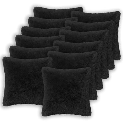 Cushion Cover 12 pcs HEERLEN Black 45 x 45 cm PV Fleece