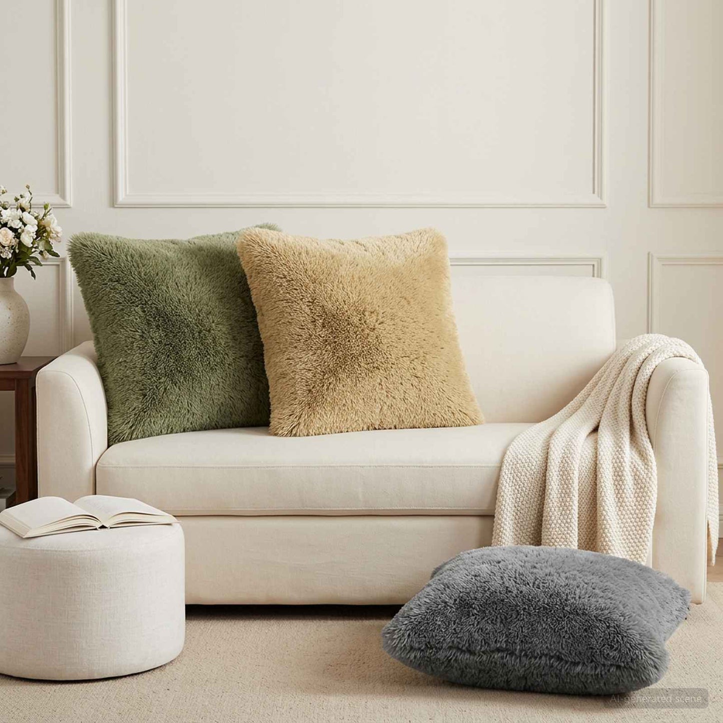 Cushion Cover 12 pcs HEERLEN Light Green 50 x 50 cm PV Fleece