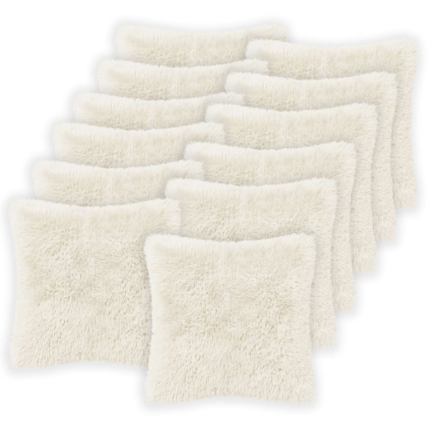 Cushion Cover 12 pcs HEERLEN White 45 x 45 cm PV Fleece