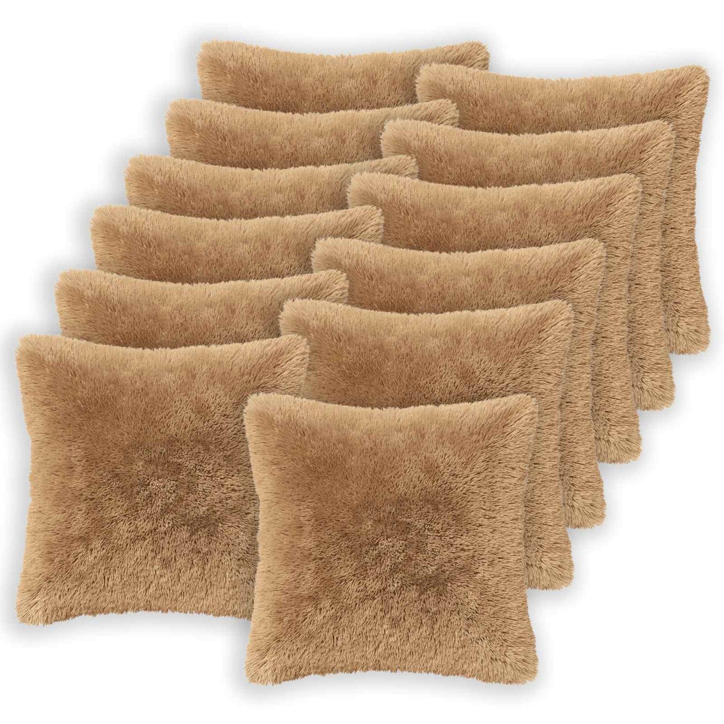 Cushion Cover 12 pcs HEERLEN Taupe 45 x 45 cm PV Fleece