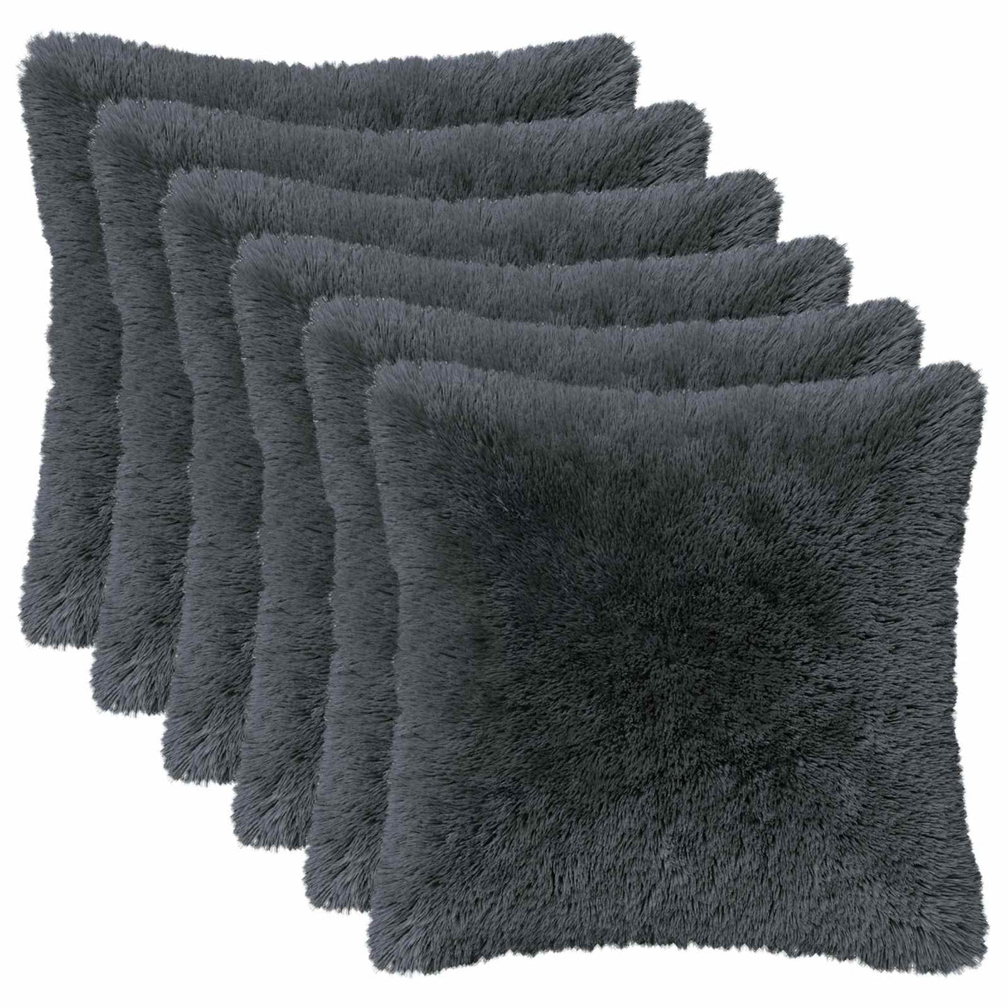 Cushion Cover 6 pcs HEERLEN Anthracite 45 x 45 cm PV Fleece