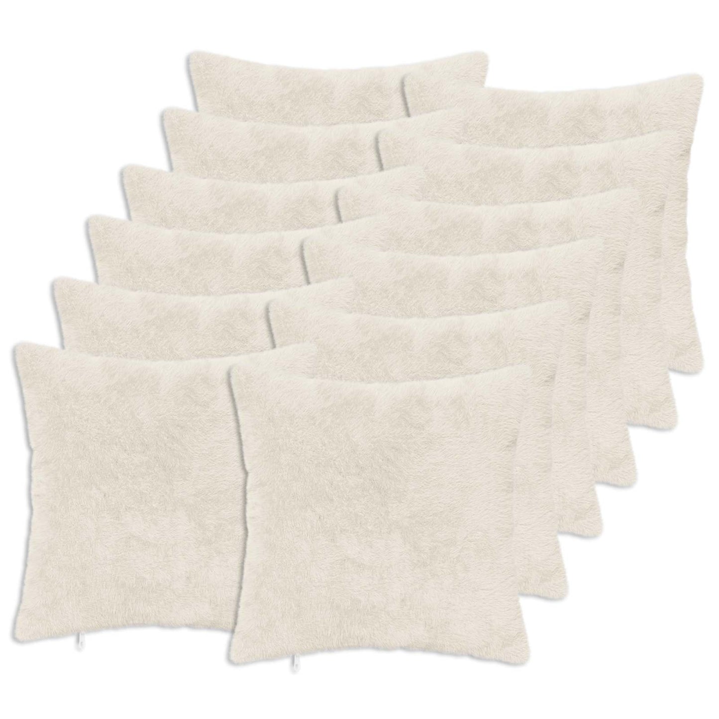Cushion Cover 12 pcs HEERLEN White 45 x 45 cm Faux Rabbit Fur