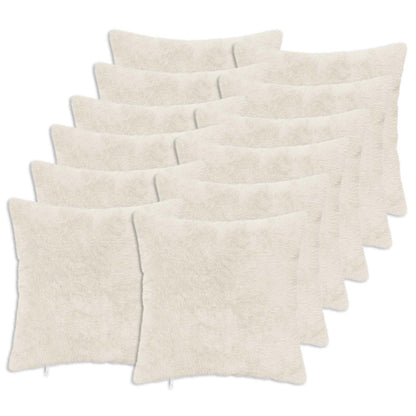 Cushion Cover 12 pcs HEERLEN White 45 x 45 cm Faux Rabbit Fur