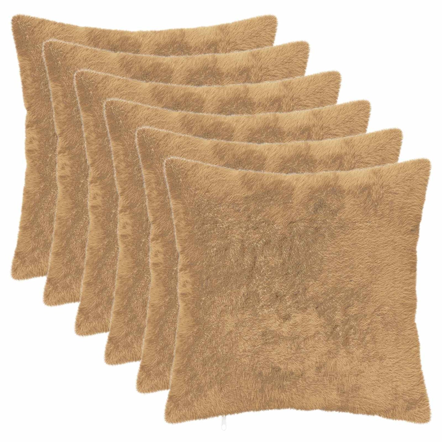 Cushion Cover 6 pcs HEERLEN Taupe 45 x 45 cm Faux Rabbit Fur